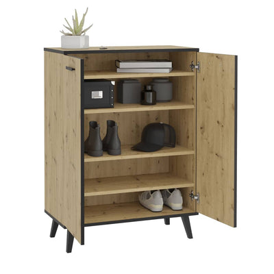FMD Kenkäkaappi 5 lokerolla 68,5x33x93,5 cm artesaanitammi