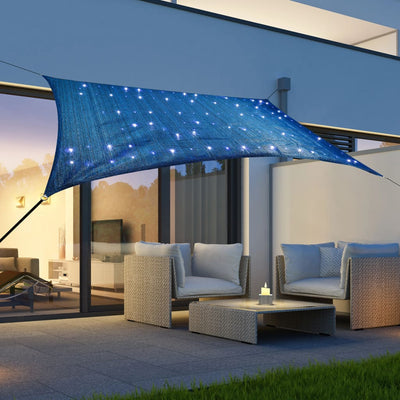HI Aurinkopurje 100 LED-valolla sininen 2x3 m