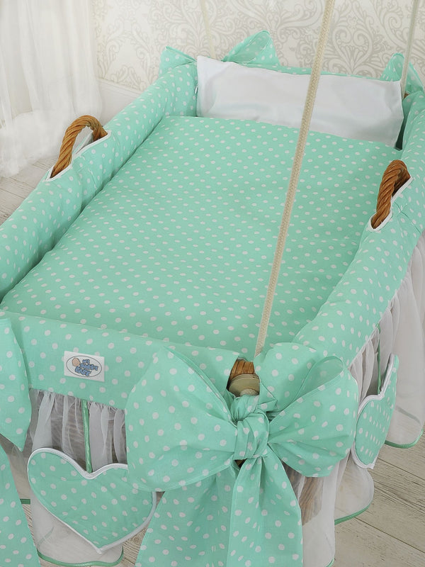 My Sweet Baby - Moses Basket riippukehto - mintunvihreät pilkut