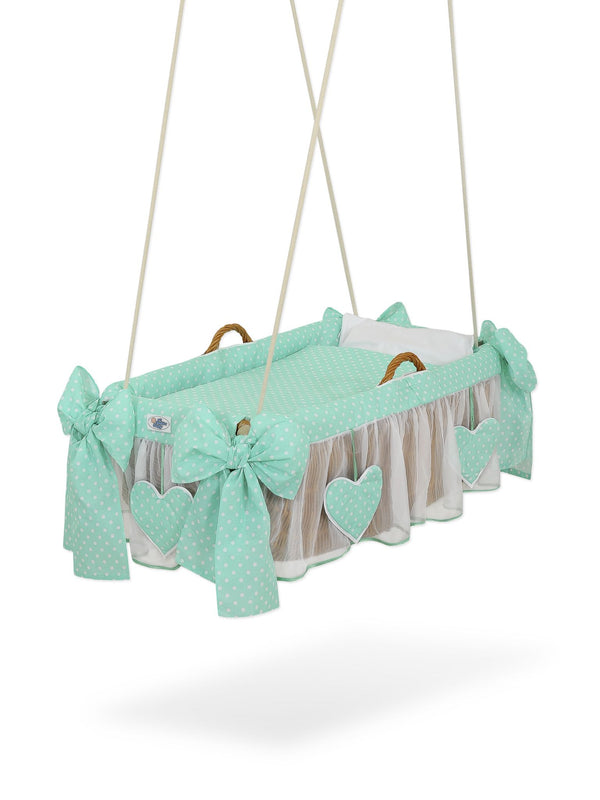 My Sweet Baby - Moses Basket riippukehto - mintunvihreät pilkut