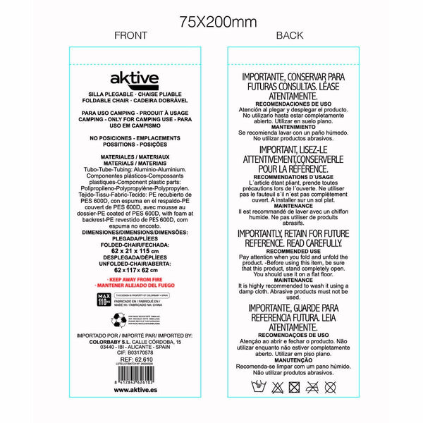 Kokoontaitettava Retkeilylepotuoli Sininen