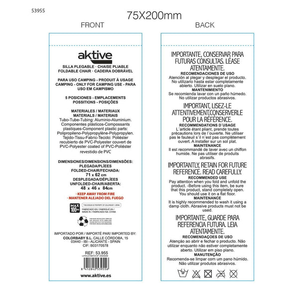 Taitettava Rantatuoli Tyynyllä, Valkoinen ja Sininen