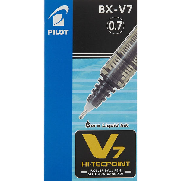 Pilot V-7 Hi-Tecpoint musta täytekynä 0,5 mm, 12 kpl