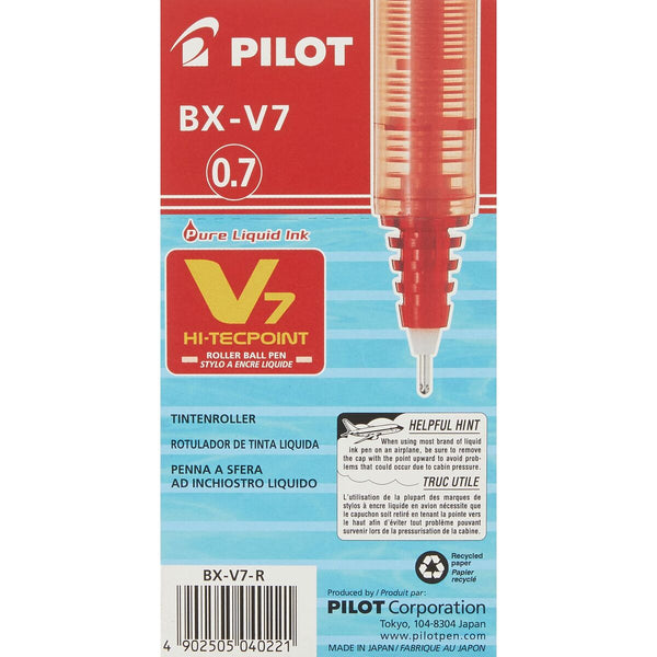 Pilot V7 Hi-Tecpoint Punainen Täytekynä 0,5 mm, 12 kpl