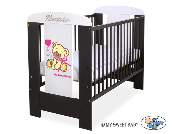 My Sweet Baby - Puinen pinnasänky 120x60 cm nalle rusetti vaaleanpunainen-ruskea