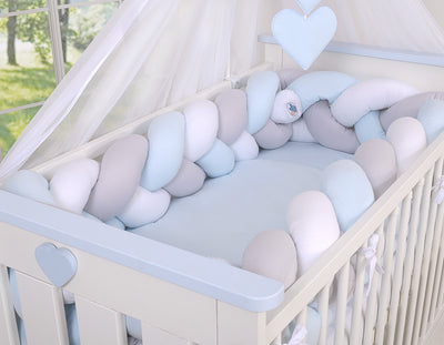 Sängyn letti reunapehmuste XXL - Harmaa - Vaaleansininen