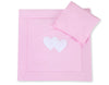 Vauvan peitto 77x77cm ja tyyny - Hearts pink