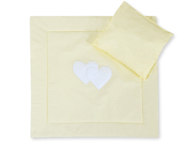 Vauvan peitto 77x77cm ja tyyny - Hearts cream