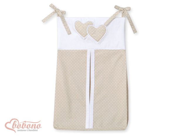 Bobono - Vaippalaukku Hanging Hearts valkoiset pilkut beigellä