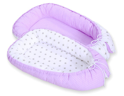 Unipesä - White Polka Dotd On Lilac/ Grey Stars