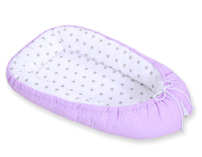 Unipesä - White Polka Dotd On Lilac/ Grey Stars