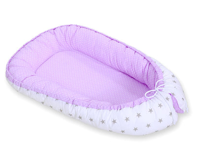 Unipesä - White Polka Dotd On Lilac/ Grey Stars