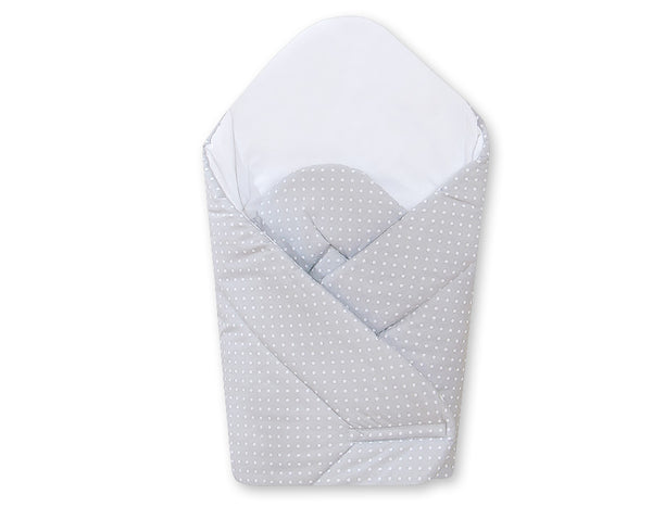 Vauvapesä vahvistetulla pohjalla- Hanging Hearts white polka dots on grey