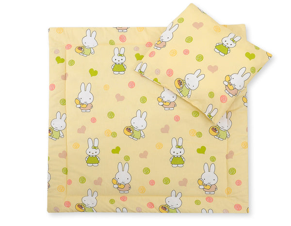 Vauvan peitto 77x77cm ja tyyny - Hallo rabbit yellow