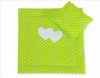 Vauvan peitto 77x77cm ja tyyny - Hearts white dots on green
