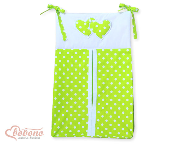 Bobono - Vaippalaukku Hanging Hearts valkoiset pisteet vihreällä