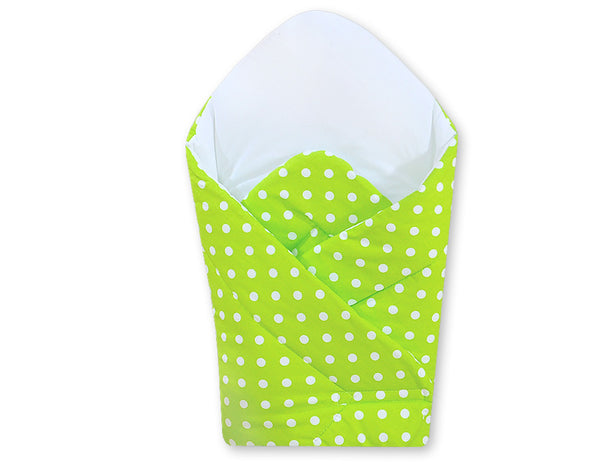 Vauvapesä vahvistetulla pohjalla- Hanging Hearts white dots on green