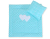 Vauvan peitto 77x77cm ja tyyny - Hearts white dots on turquoise