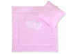 Vauvan peitto 77x77cm ja tyyny - Hearts white dots on pink