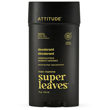 Attitude - Super Leaves Amber & Citrus Deodorant - Luonnollinen miesten deodorantti
