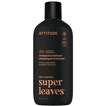 Attitude - Super Leaves Patchouli & Bourbon Shampoo & Conditioner - Miesten ravitseva 2-in-1 shampoo ja hoitoaine
