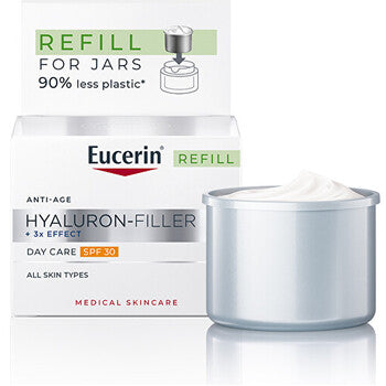Eucerin - Hyaluron-Filler+3x Effect päivävoide täyttöpakkauksella Spf 30 - Täyttöpakkaus päivävoiteelle ikääntyvälle iholle