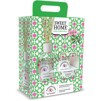 Sweet Home Collection - Pink Oleander Set - Lahjasetti aromadiffuuserilla ja kynttilällä