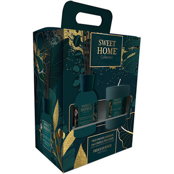 Sweet Home Collection - Fresh Forest - Lahjasetti aromadiffuusorilla ja kynttilällä
