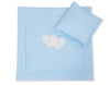 Vauvan peitto 77x77cm ja tyyny - Hanging hearts blue strips