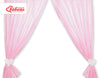 Bobono - Vauvanhuoneen verhot Hanging Hearts vaaleanpunainen raidat