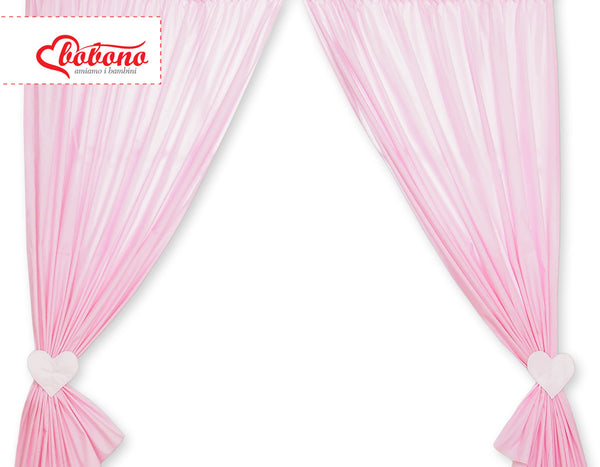 Bobono - Vauvanhuoneen verhot Hanging Hearts vaaleanpunainen raidat