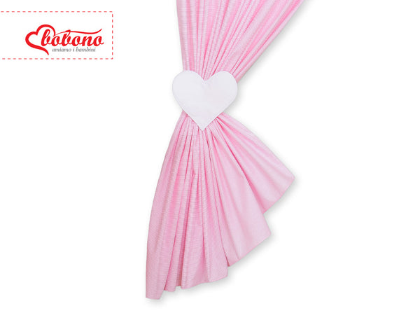 Bobono - Vauvanhuoneen verhot Hanging Hearts vaaleanpunainen raidat