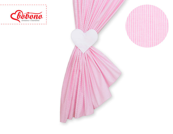 Bobono - Vauvanhuoneen verhot Hanging Hearts vaaleanpunainen raidat
