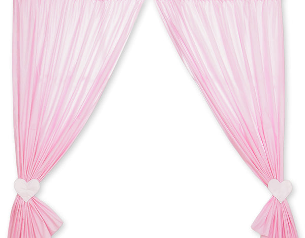 Bobono - Vauvanhuoneen verhot Hanging Hearts vaaleanpunainen raidat