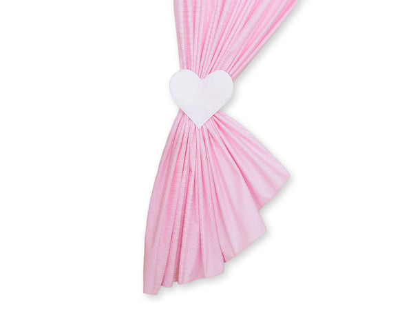 Bobono - Vauvanhuoneen verhot Hanging Hearts vaaleanpunainen raidat