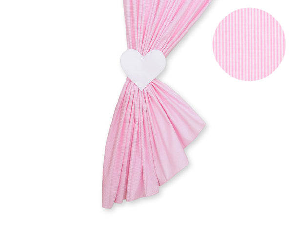 Bobono - Vauvanhuoneen verhot Hanging Hearts vaaleanpunainen raidat