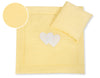 Vauvan peitto 77x77cm ja tyyny - Hanging hearts yellow strips