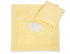 Vauvan peitto 77x77cm ja tyyny - Hanging hearts yellow strips