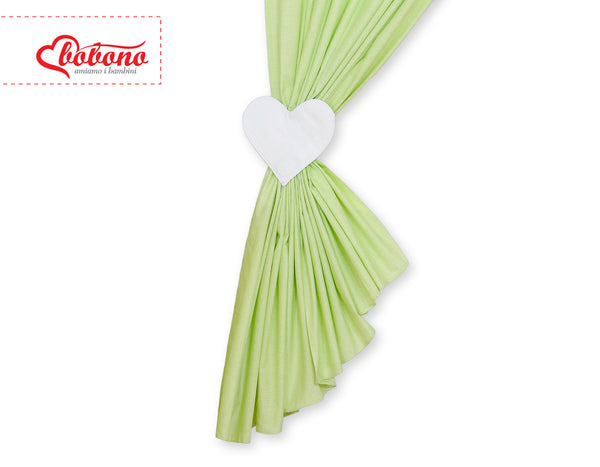 Bobono - Vauvanhuoneen verhot Hanging Hearts vihreä raidat