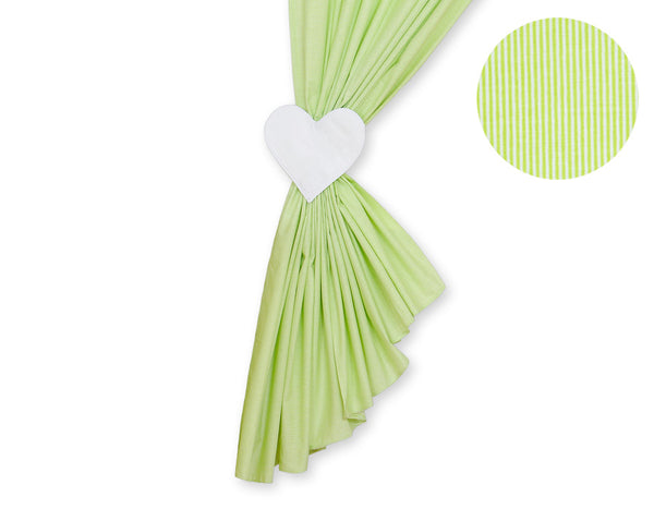 Bobono - Vauvanhuoneen verhot Hanging Hearts vihreä raidat