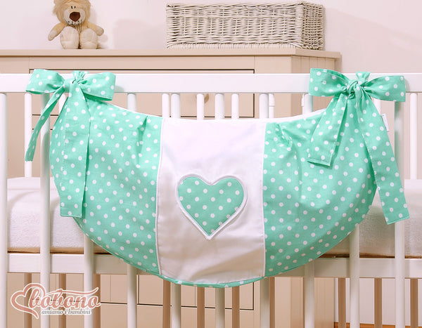 Bobono - Lelupussi - Hanging Hearts valkoiset pilkut mintunvihreällä