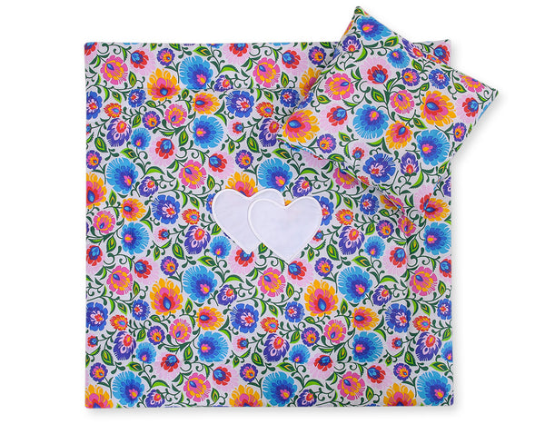 Vauvan peitto 77x77cm ja tyyny - Hearts flower pattern