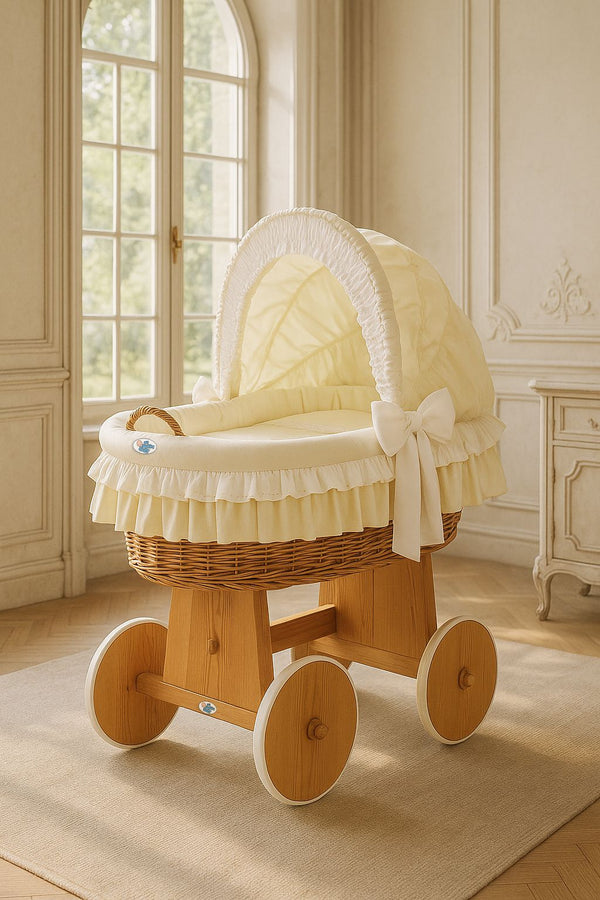 My Sweet Baby - Bellamy Moses-kori pajusta kuomulla - luonnollinen + kermanvärinen vuodevaatesetti