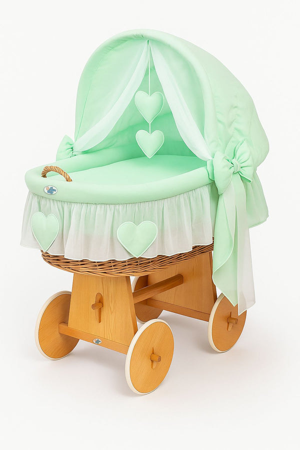 My Sweet Baby - Amelie korikehto hupulla, luonnollinen + mintunvihreä vuodevaatesetti