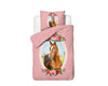 Lasten Pussilakanasetti Cute Horse Vaaleanpunainen 140 x 200/220