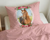 Lasten Pussilakanasetti Cute Horse Vaaleanpunainen 140 x 200/220