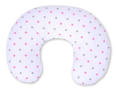 Monikäyttöinen ergonominen imetystyyny - Grey-pink stars