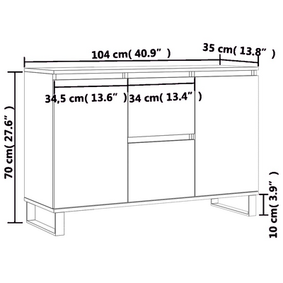 Betoninharmaa senkki Botu 104x35x70cm (puinen)