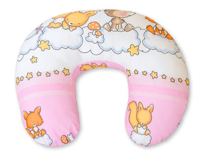Monikäyttöinen imetystyyny - irrotettava päällinen - Forest animals pink