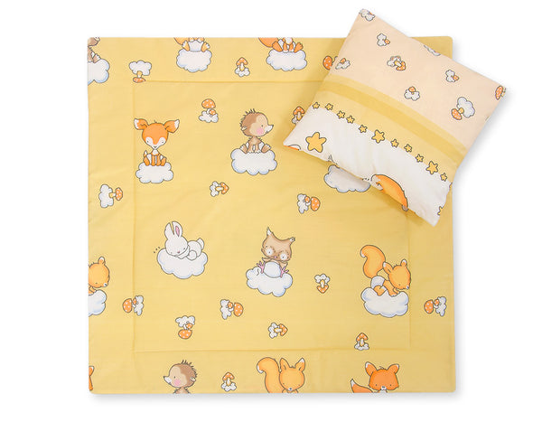Vauvan peitto 77x77cm ja tyyny - Forest animals cream